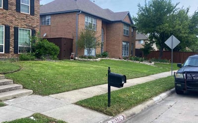 Photo of Rebecca M.'s yard after getting lawn care in Carrollton, TX