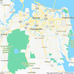 LawnStarter service area around Chesapeake VA