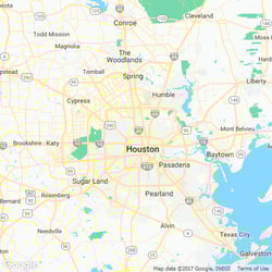 LawnStarter service area around 1126 Daria Dr. Houston TX 77079