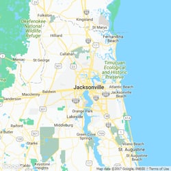LawnStarter service area around 7126 Hanson Drive S Jacksonville FL 32210